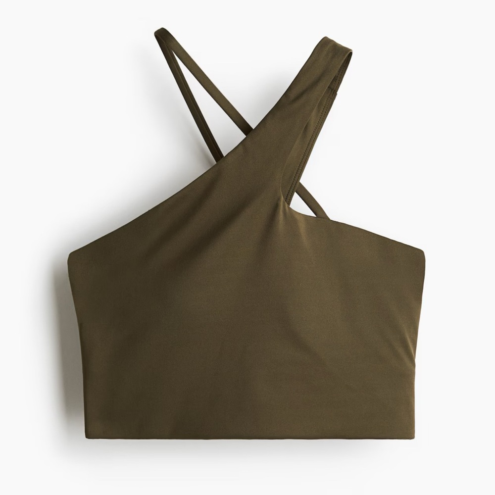 NWT H&M MOVE Asymmetrical Olive Green Women's Top - Picture 6 of 8